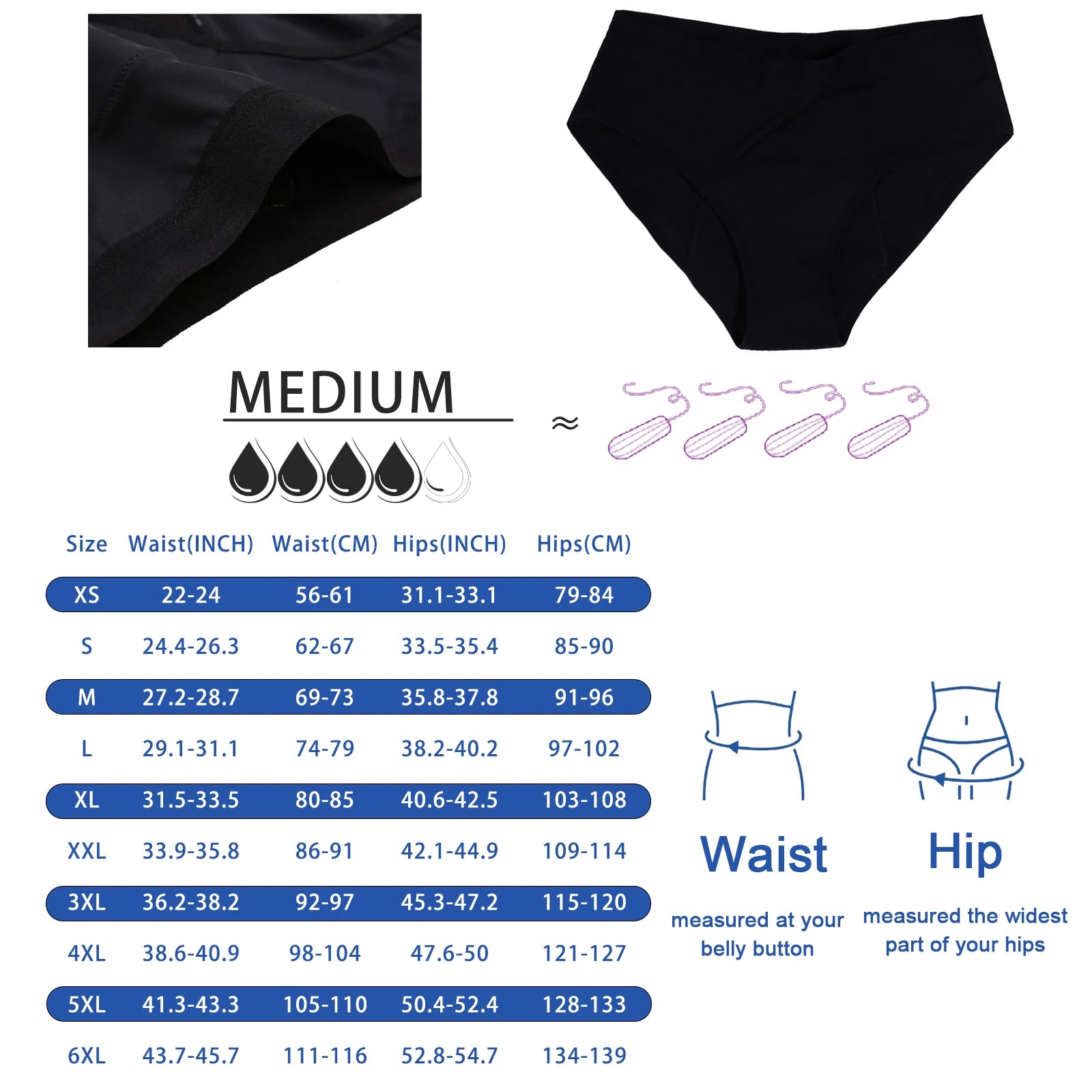 4 Layers Menstrual Panties Leak Proof Bamboo Peirod Underwear for Women Absortent Undies Incontinence Heavy Flow Period Panties